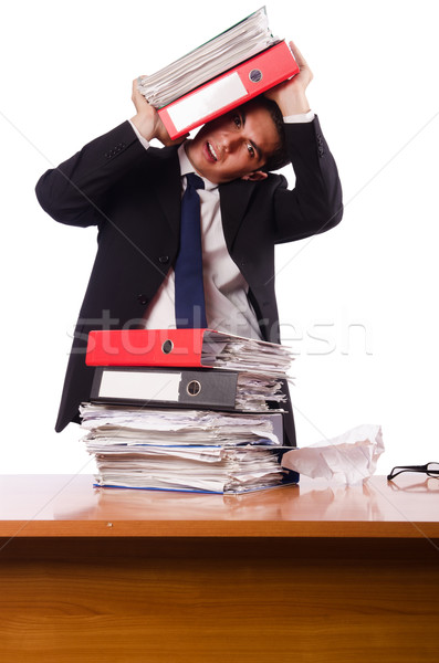 Ocupat om de afaceri muncă stres hârtie lucrător Imagine de stoc © Elnur