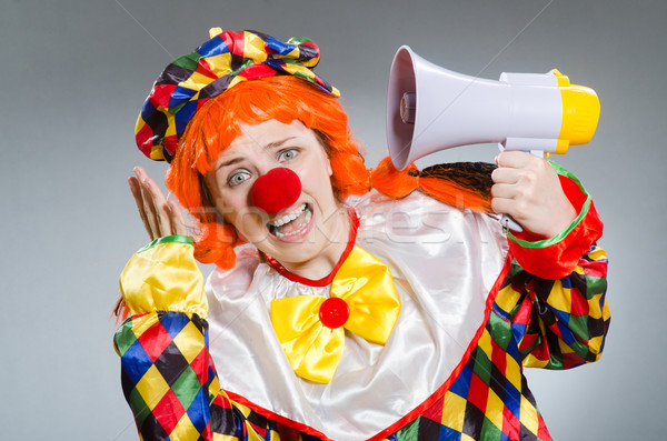 Clown with loudspeaker isolated on white Stock photo © Elnur