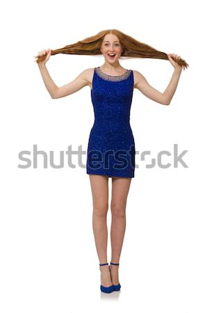 Pretty tall woman in short yellow dress isolated on white Stock photo © Elnur