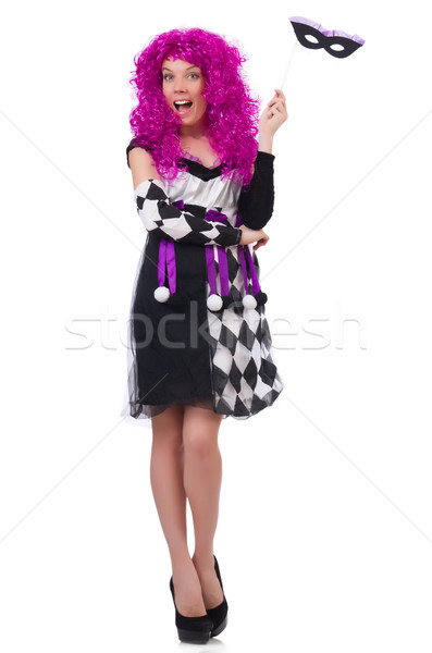 Pretty girl in jester costume isolated on white Stock photo © Elnur