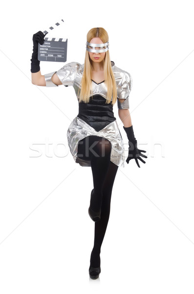 Woman in tech concept isolated on white Stock photo © Elnur