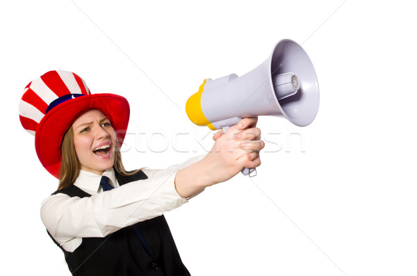 Frau tragen hat Symbole Geschäftsmann Stock foto © Elnur