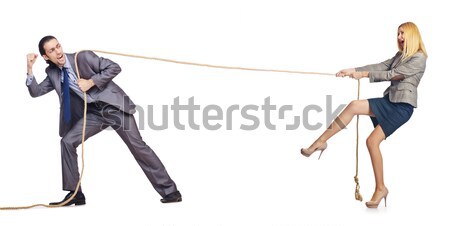 Businessman pulling rope on white Stock photo © Elnur