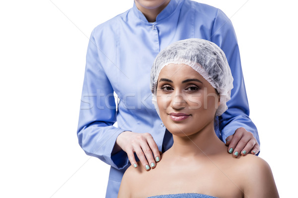 Młoda kobieta chirurgia plastyczna odizolowany biały dziewczyna ręce Zdjęcia stock © Elnur
