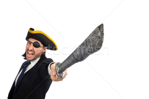 Pirate businessman with sabre isolated on white Stock photo © Elnur