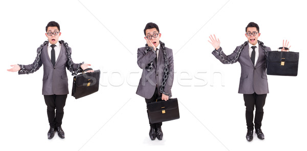 Businessman chained isolated on white Stock photo © Elnur