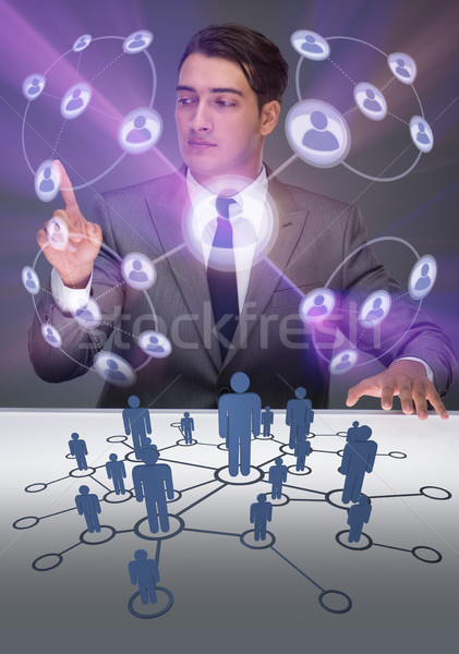 Stockfoto: Zakenman · sociale · netwerken · business · technologie · contact · netwerk