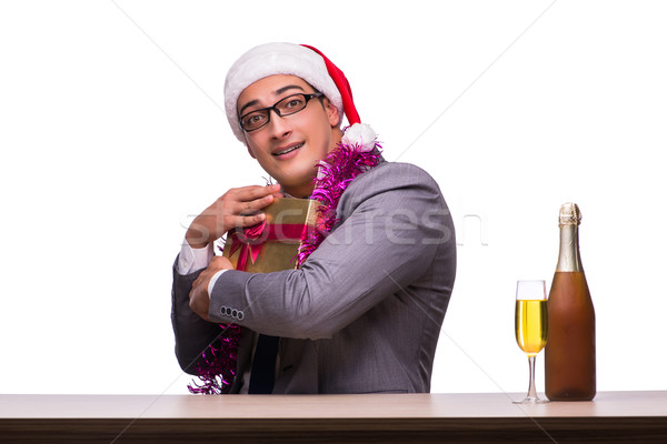 Young businessman celebrating christmas in office Stock photo © Elnur