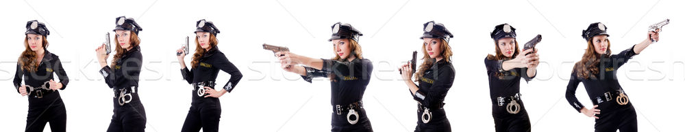 [[stock_photo]]: Femme · police · menottes · blanche · mode · corps