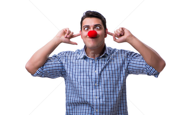 Funny człowiek clown odizolowany biały strony Zdjęcia stock © Elnur