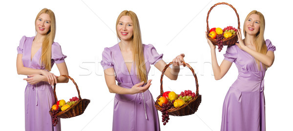 Woman with fruit basket isolated on white Stock photo © Elnur