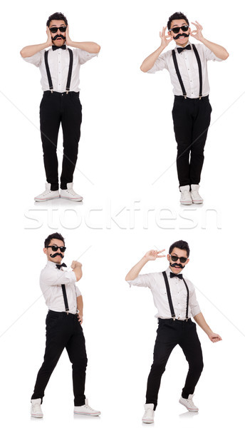 Junger Mann Schnurrbart isoliert weiß Mann Tanz Stock foto © Elnur