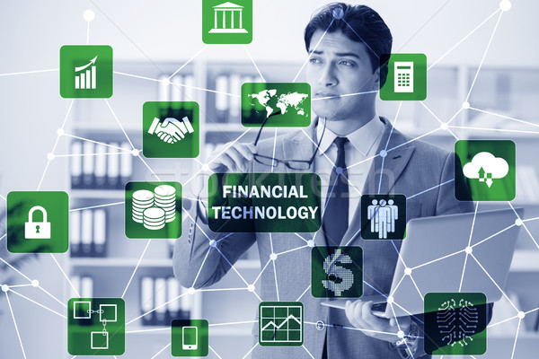 Businesswoman with laptop in financial technology fintech concep Stock photo © Elnur