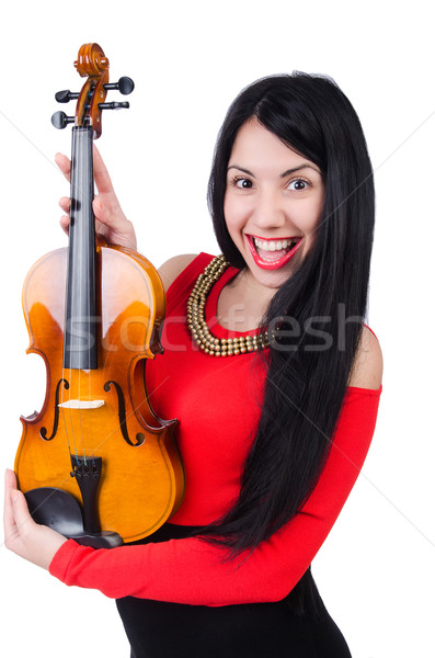 Young girl with violin on white Stock photo © Elnur