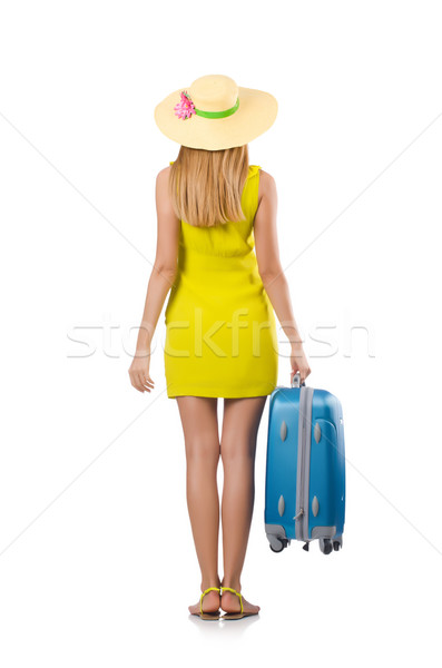 Stock photo: Girl with suitcases isolated on white