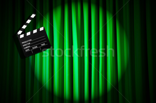 Movie clapper board against curtain Stock photo © Elnur