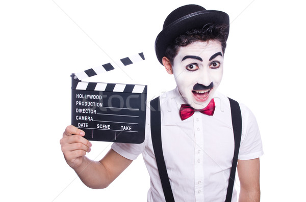 Man with movie clapper isolated on white Stock photo © Elnur