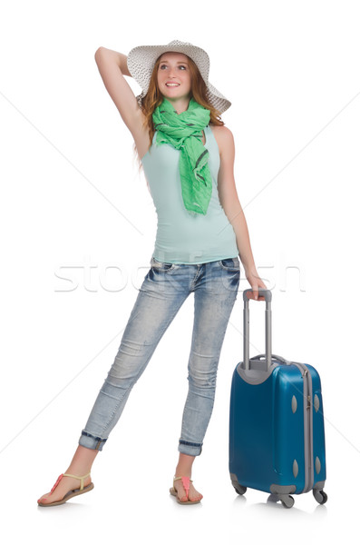 Viaggio vacanze bagaglio bianco ragazza felice Foto d'archivio © Elnur