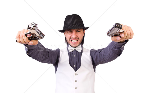 Man with gun isolated on the white Stock photo © Elnur