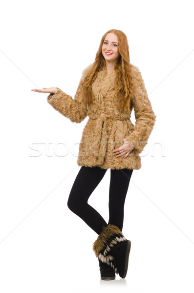Fille manteau de fourrure isolé blanche femme Photo stock © Elnur