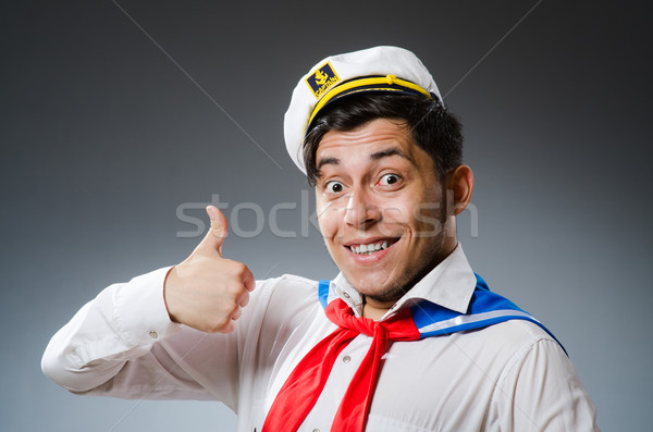 Amuzant marinar pălărie zâmbet om Imagine de stoc © Elnur