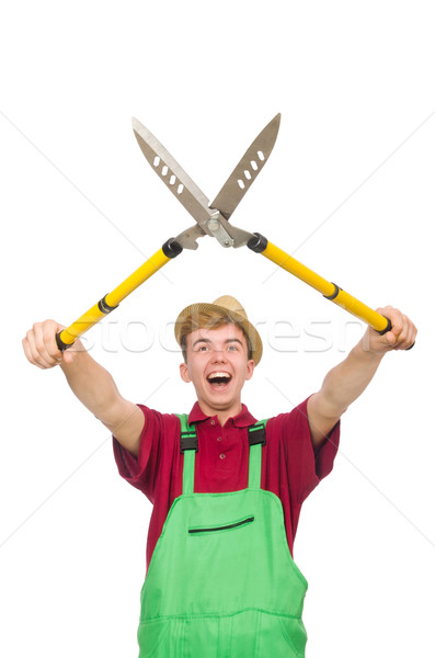 Stock photo: Man with shears isolated on white