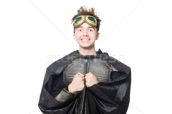 Stock photo: Funny pilot with goggles isolated on white