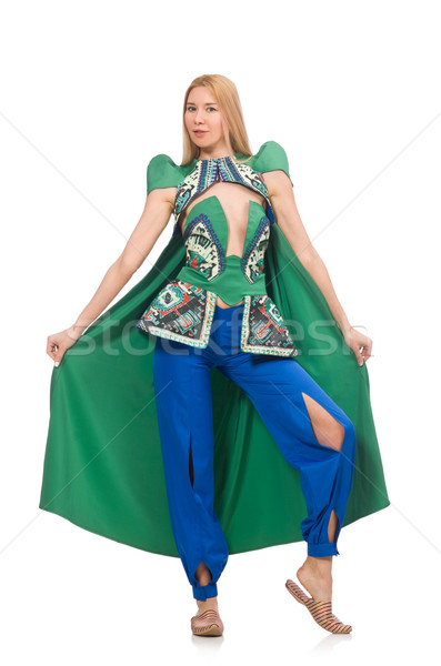 Vrouw groene kleding geïsoleerd witte Stockfoto © Elnur