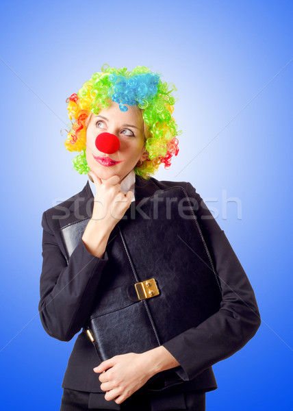 Stockfoto: Vrouw · clown · business · pak · partij · werk