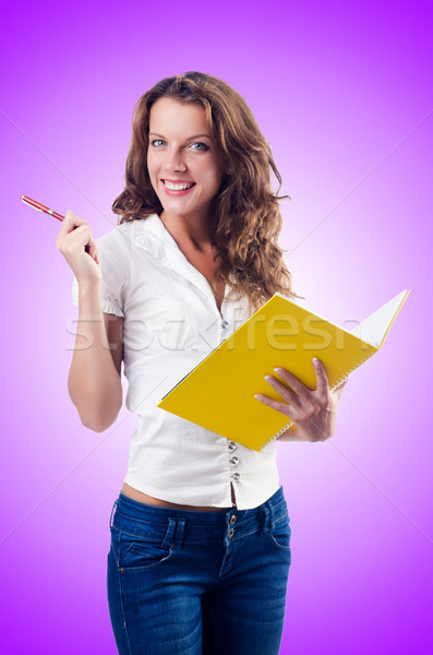 Jonge student geïsoleerd witte glimlach boeken Stockfoto © Elnur