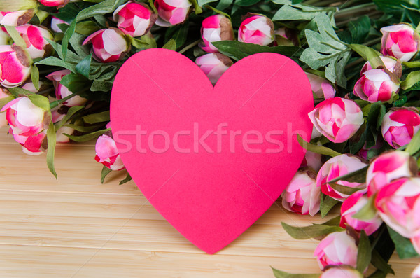 Roses and heart shape card for your message Stock photo © Elnur