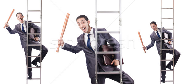 Businessman climbing the ladder isolated on white Stock photo © Elnur
