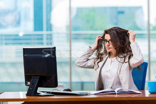 Call center operatör çalışma ofis iş çalışmak Stok fotoğraf © Elnur