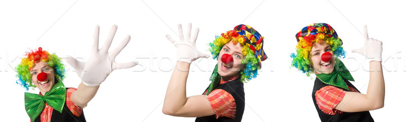 Vrouwelijke clown geïsoleerd witte meisje glimlach Stockfoto © Elnur