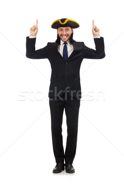 Young businessman wearing tricorn isolated on white Stock photo © Elnur