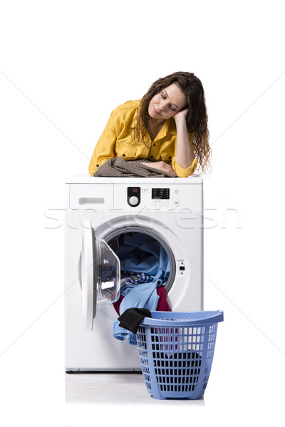 若い女性 汚い 洗濯 孤立した 白 女性 ストックフォト © Elnur