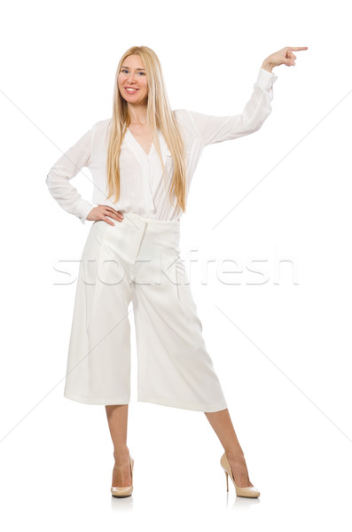 Foto stock: Rubio · pelo · modelo · elegante · pantalones · aislado