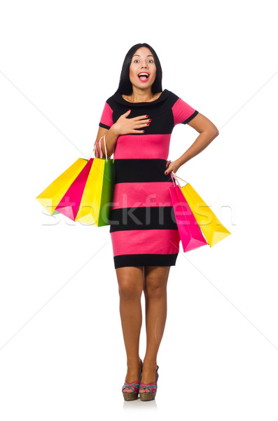 Woman in christmas shopping concept on white Stock photo © Elnur