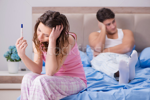 Young family with pregnancy test results Stock photo © Elnur