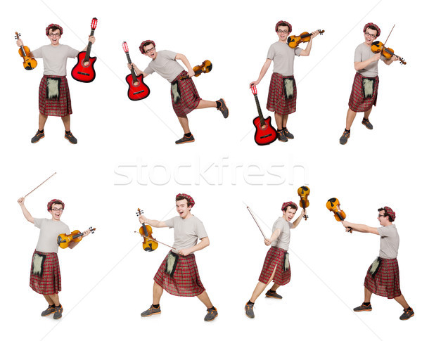 Funny scotsman with musical instrument isolated on white Stock photo © Elnur