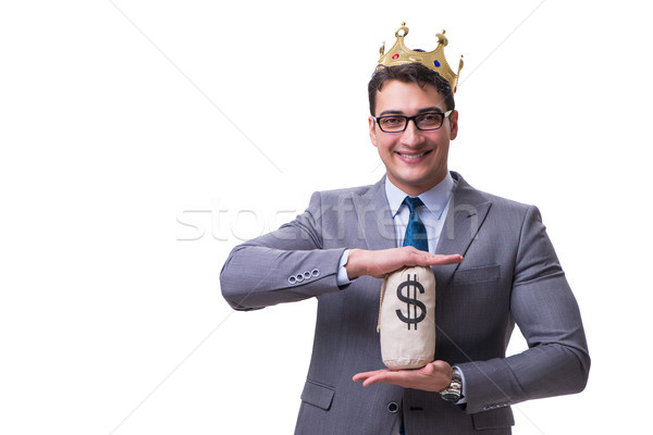 King businessman holding money bag isolated on white background Stock photo © Elnur