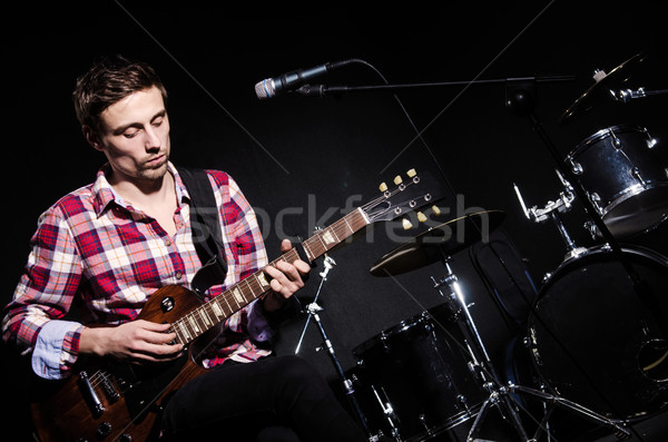 Foto stock: Homem · jogar · guitarra · concerto · música · festa