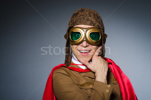 Funny pilot with goggles and helmet Stock photo © Elnur