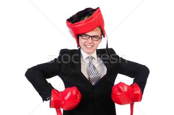 Young businessman boxer isolated on white Stock photo © Elnur