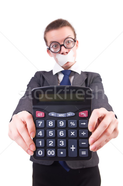 Woman with calculator in fraud concept isolated on white Stock photo © Elnur