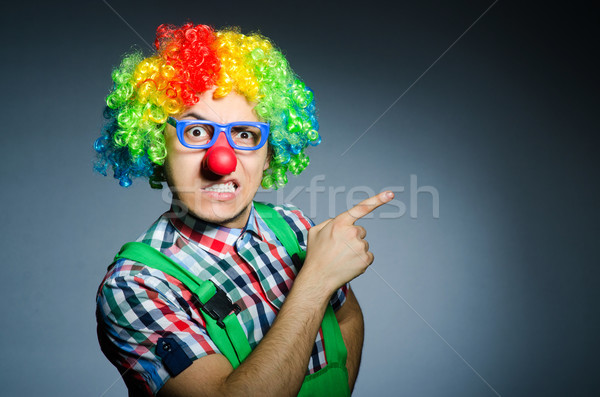 Stockfoto: Grappig · clown · donkere · glimlach · gezicht · bril
