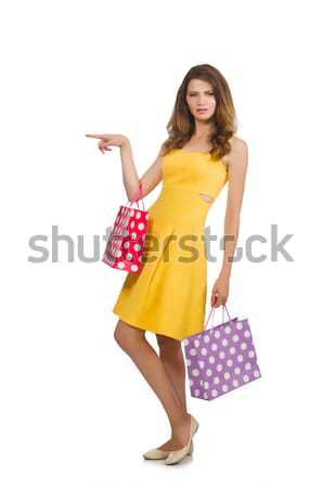 Woman after shopping spree on white Stock photo © Elnur
