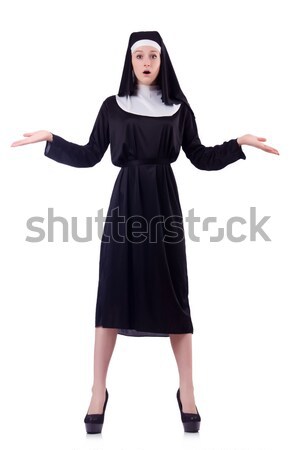 Stock photo: Nun isolated on the white background