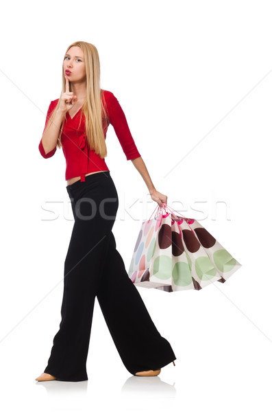 Young woman in flared pants isolated on white Stock photo © Elnur