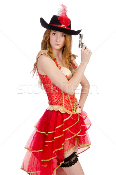 Stockfoto: Vrouw · piraat · geïsoleerd · witte · hand · jonge
